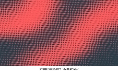Pop Art Dots Wavy Halftone Pattern Vector Textured Red Dark Blue Abstract Background. Dot Work Structure Subtle Texture Design Element. Half Tone Contrast Graphic Minimalistic Art Abstraction
