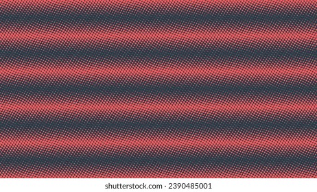 Pop Art Dots Wavy Halftone Pattern Straight Lines Vector Textured Red Dark Blue Abstract Background. Dot Work Design Contrast Graphic Subtle Striped Texture. Half Tone Minimalistic Art Wallpaper