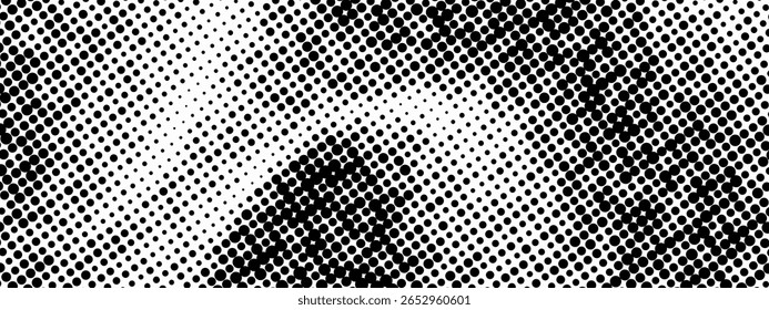 Pop art dotted gradient design element. halftone abstract black and white dotted background