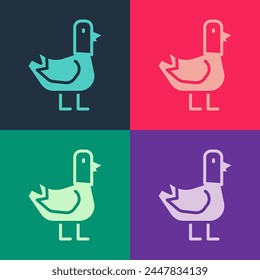 Pop art Dove icon isolated on color background.  Vector