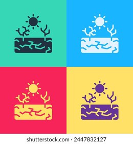Pop art Drought icon isolated on color background.  Vector