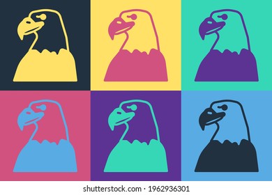 Pop art Eagle head icon isolated on color background. Animal symbol.  Vector