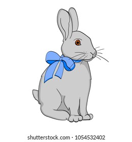 Pop art Easter bunny. Comic book style imitation. Vintage retro style. Conceptual illustration. Object on white background
