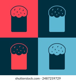 Icono de pastel de Pascua de arte Pop aislado en fondo de color. Feliz Pascua.  Vector