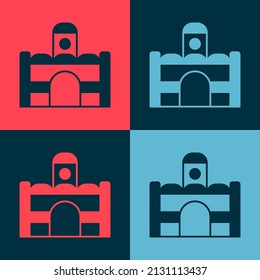 Pop art Egyptian house icon isolated on color background.  Vector