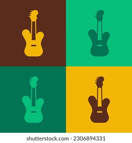 Pop art Electric bass guitar icon isolated on color background.  Vector