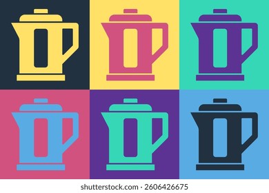 Pop art Electric kettle icon isolated on color background. Teapot icon.  Vector