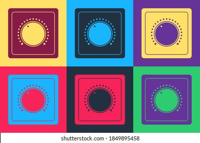 Pop art Electric light switch icon isolated on color background. On and Off icon. Dimmer light switch sign. Concept of energy saving. Vector.