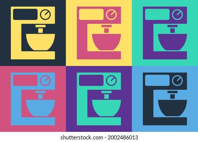 Pop art Electric mixer icon isolated on color background. Kitchen blender.  Vector