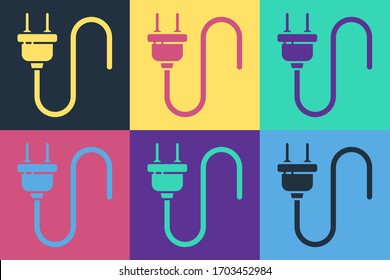 Pop Art Electric Plug Symbol einzeln auf Farbhintergrund. Konzept des Anschlusses und des Abbaus des Stroms. Vektorillustration-Illustration