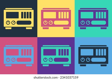 Pop art Electrical measuring instruments icon isolated on color background. Analog devices. Electrical appliances.  Vector Illustration