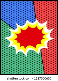 Pop art  empty speech bubbles on colorful background. Vector illustration, vintage design, pop art style.