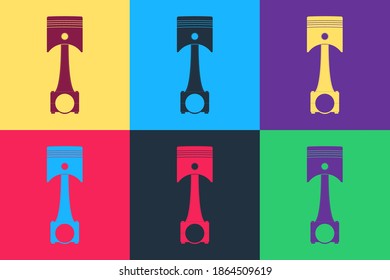Pop art Engine piston icon isolated on color background. Car engine piston sign. Vector.