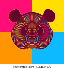 Pop Art engraving of stylized giant panda. Modern art