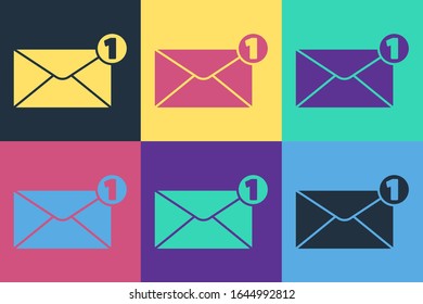 Pop art Envelope icon isolated on color background. Received message concept. New, email incoming message, sms. Mail delivery service.  Vector Illustration