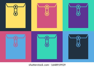 Icono de sobre de arte pop aislado en fondo de color. Símbolo de carta de mensaje de correo electrónico.  Ilustración vectorial