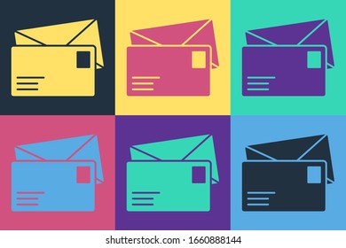 Pop art Envelope icon isolated on color background. Email message letter symbol.  Vector Illustration