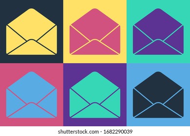 Pop art Envelope icon isolated on color background. Email message letter symbol.  Vector Illustration