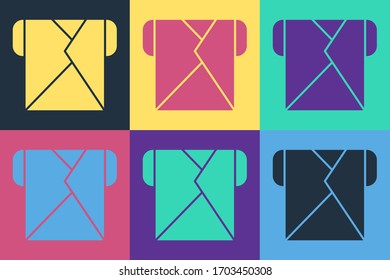 Pop art Envelope icon isolated on color background. Email message letter symbol.  Vector Illustration