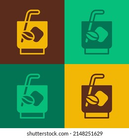 Pop art Espresso tonic coffee icon isolated on color background.  Vector