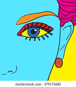 Pop art eye. Vector Illustration
