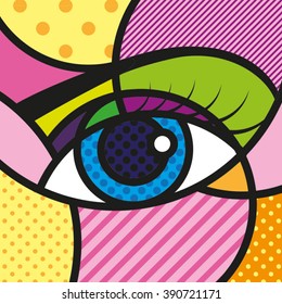 POP ART Eyes Vector Illustration. 