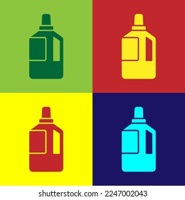 Pop art Fabric softener icon isolated on color background. Liquid laundry detergent, conditioner, cleaning agent, bleach.  Vector Illustration