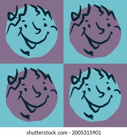 pop art face smiling, always be happy with colors