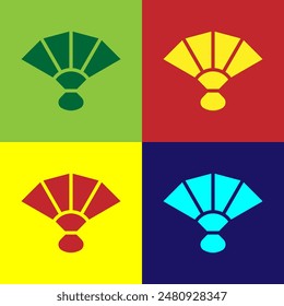 Pop art Fan flamenco accessory icon isolated on color background.  Vector