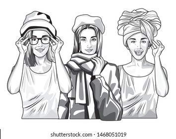 Pop art fashion and beautiful women models cartoon ,vector illustration graphic design.