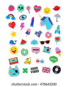 Pop art fashion chic patches, pins, badges and stickers