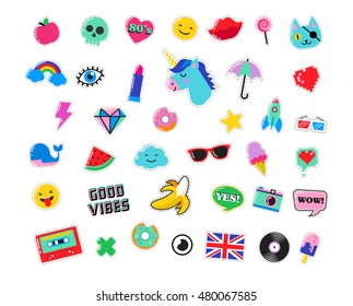 Pop Art Fashion Chic Patches Pins Stock Vector (Royalty Free) 480067585 ...