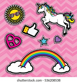 Pop art fashion chic patches, badges, pins and stickers. vector illustration.