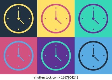 Imagen pop Icono de entrega rápida aislado en fondo de color. Servicio puntual, cronómetro en movimiento, concepto de fecha límite, velocidad del reloj. Ilustración vectorial