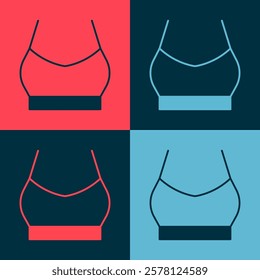 Pop art Female crop top icon isolated on color background. Undershirt.  Vector