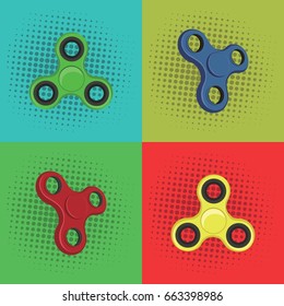 Pop Art Fidget Spinner Logo, Sign, Icon Vector Design, Illustration