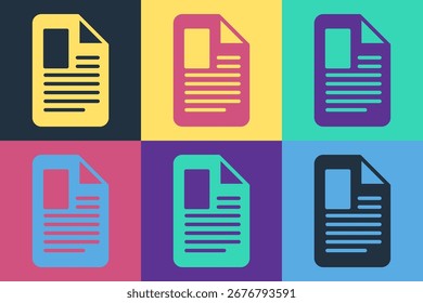 Ícone do documento Arquivo de Pop-art isolado no plano de fundo colorido. Ícone de lista de verificação. Conceito comercial.  Vetor