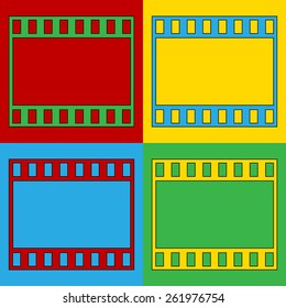 Pop art film strip symbol icons. Vector illustration.