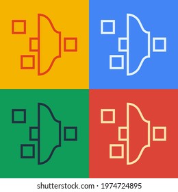 Pop art Filter setting line icon set isolated on color background.  Vector