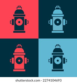 Pop art Fire hydrant icon isolated on color background.  Vector