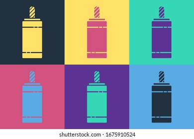 Pop art Firework icon isolated on color background. Concept of fun party. Explosive pyrotechnic symbol.  Vector Illustration