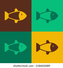 Icono Pop art Fish aislado en el fondo del color.  Vector
