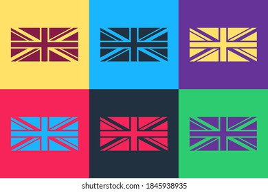 Icono de Bandera de Arte Pop de Gran Bretaña aislado en fondo de color. Señal de la bandera del Reino Unido. Cartel oficial de la bandera del Reino Unido. Símbolo británico. Vector.