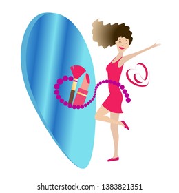 Pop art , flat style. Fashion girls hand drawn illustration. Vector beautiful fashion young girl in summer clothes. For cosmetics or clothes sale banner design.