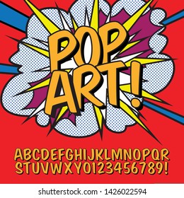 Pop Art font alphabet in vector format