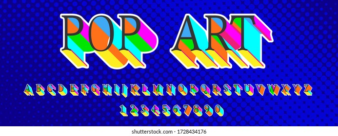 Pop Art Schriftart und Zahlen Design.Vector Illustration.