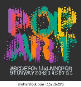 Pop art font, vector illustration. 