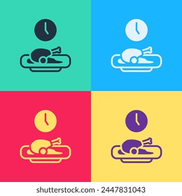 Pop art Food time icon isolated on color background. Time to eat.  Vector