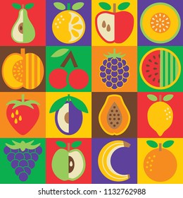Pop Art Fruit checkerboard pattern.