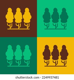 Pop art Fruit trees icon isolated on color background. Agricultural plant. Organic farm product. Fruit garden. Gardening theme.  Vector